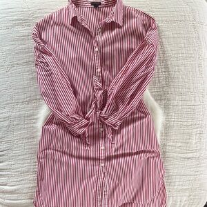 Ann Taylor S stripped button down tunic dress tie sleeves